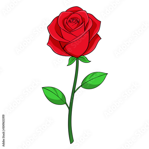 Red rose | isolated vector silhouette illustration on white background