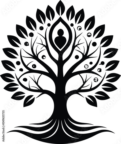 Bodhi Tree Logo Symbol of Wisdom and Enlightenment.