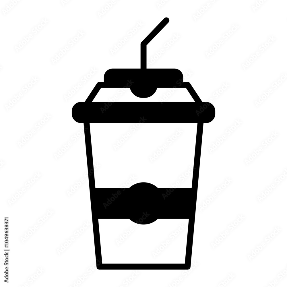 Obraz premium A disposable coffee cup with a straw