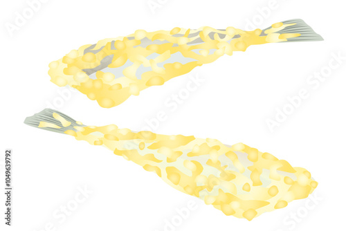 美味しそう白身魚の天ぷらイラスト