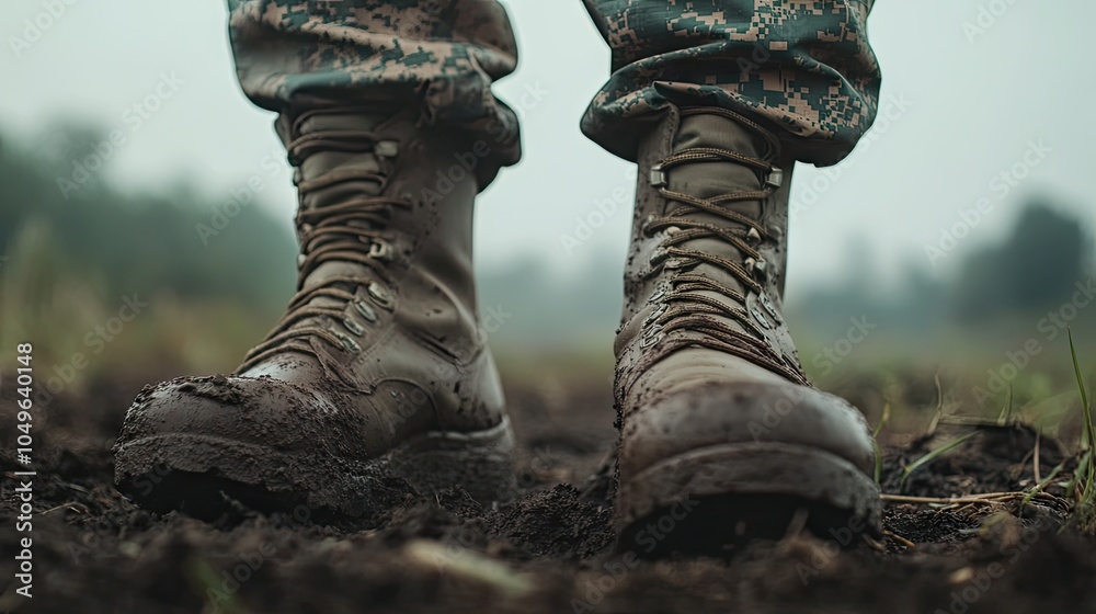 Boots on Muddy Ground in Outdoor Setting