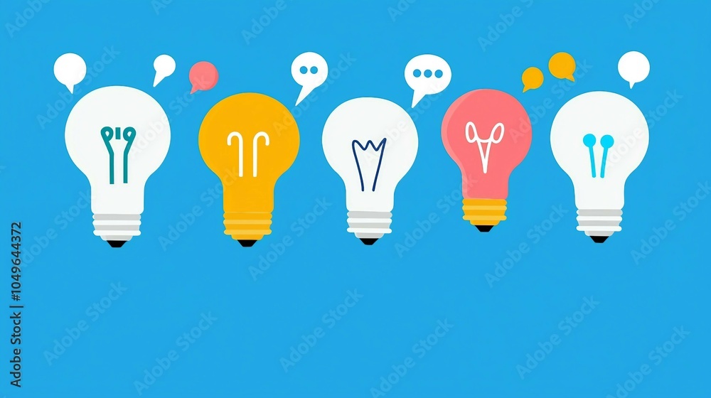 Creative Light Bulbs Representing Ideas and Communication in Modern Design