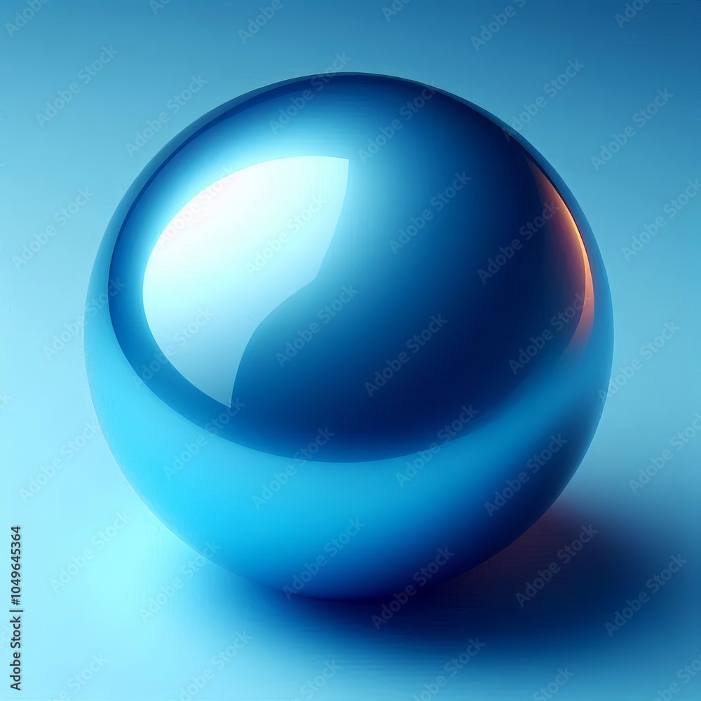 Shiny 3D blue glass sphere with light reflections and transparent glossy effect Shiny 3D blue glass sphere with light reflections and transparent glossy effect
