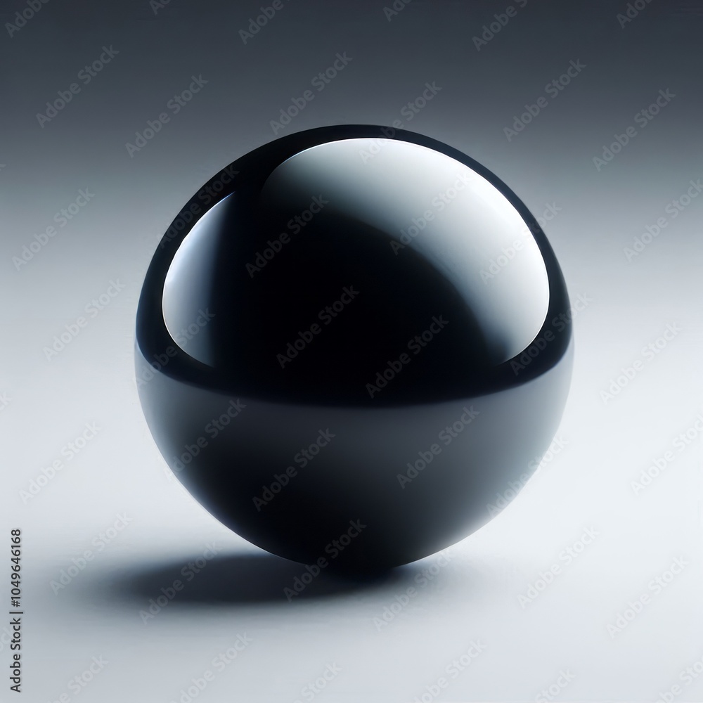 Shiny 3D black glass sphere with light reflections and transparent glossy effect Shiny 3D black glass sphere with light reflections and transparent glossy effect