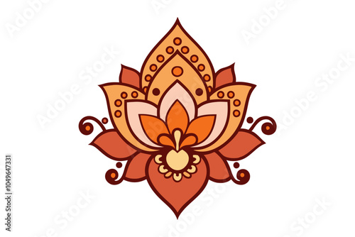 A traditional Indian-style mehndi ornament | isolated vector silhouette illustration on white background