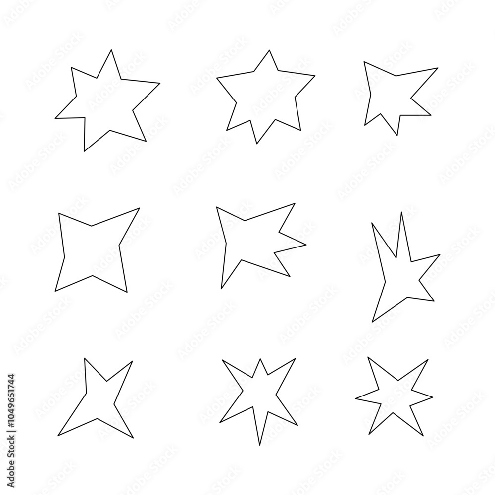 Obraz premium Abstract star shape line icon collection. outline style. isolated illustration