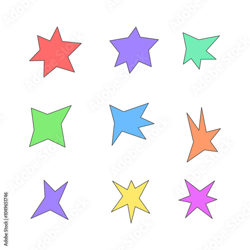 Abstract star Icons Collection. flat style element. isolated illustration