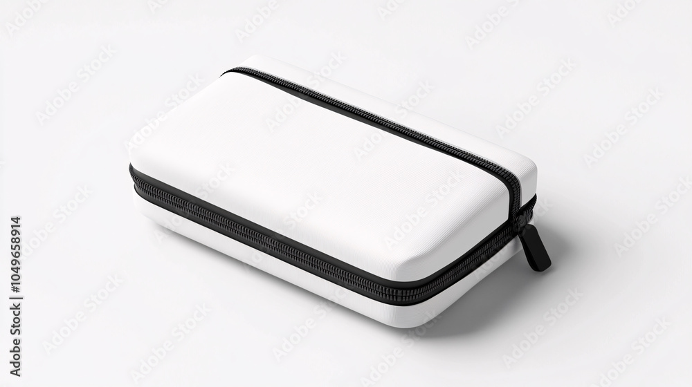 white zippered case isolated on white background 3d render white zippered case isolated on white background 3d render