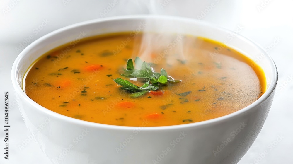 Steaming Bowl of Carrot and Parsley Soup Warm Delicious Homemade Comfort Food Steaming Bowl of Carrot and Parsley Soup Warm Delicious Homemade Comfort Food