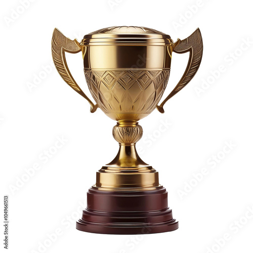 3D Trophy Cup Render - Isolated on White Background photo