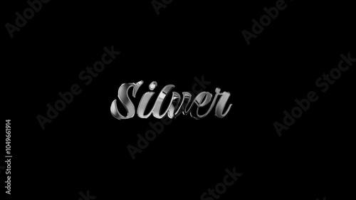 Silver Text Animation in chrome color with transparent background