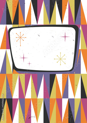 1950s - 1960s Background, Atomic Age Graphic Elements, Mid Century Modern Colors and Style, Aged Texture Effect