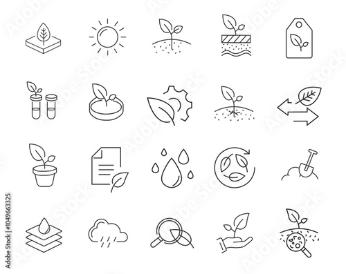 Agriculture icons Pixel perfect. Nature, biology, water, vector