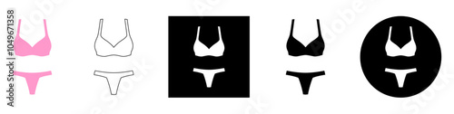 women underwear, bra and panty vector pictogram sign icon symbol ui and ux design, glyphs and stroke line	