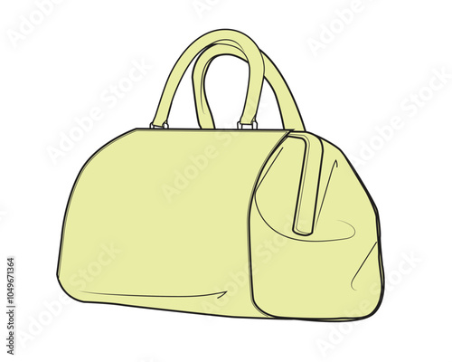 Bowling bags for ladies flat sketch vector mockup template.