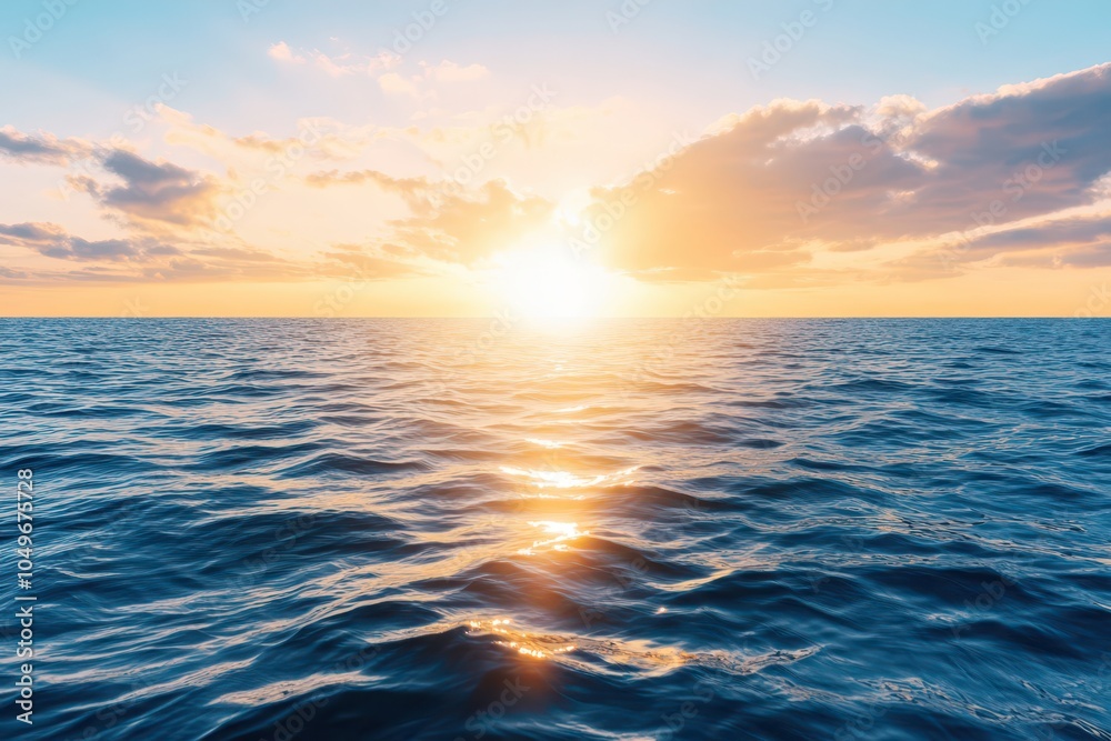 Fototapeta premium Cheerful sunshine illuminating the horizon, vibrant and full of warmth, hope, and endless possibilities.