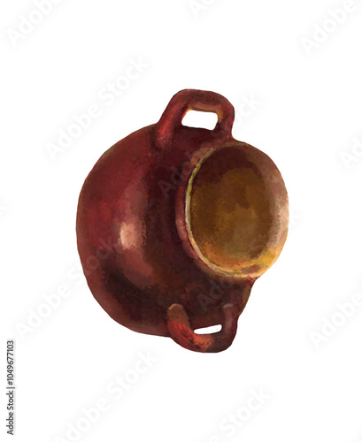 old clay pot with handles, vector