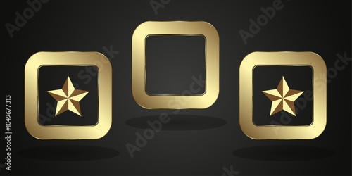 Three gold stars emblem enclosed in a rounded square frame check buttons, which gives it Five luxurious and premium appearances. set of 3 Luxury and Premium stars