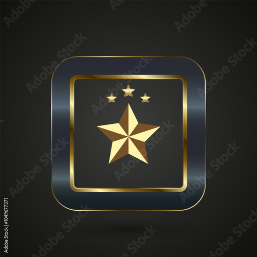 A Luxury and Premium star button check list option concept, and A gold star rectangle enclosed in a rounded square frame. banner vector illustration