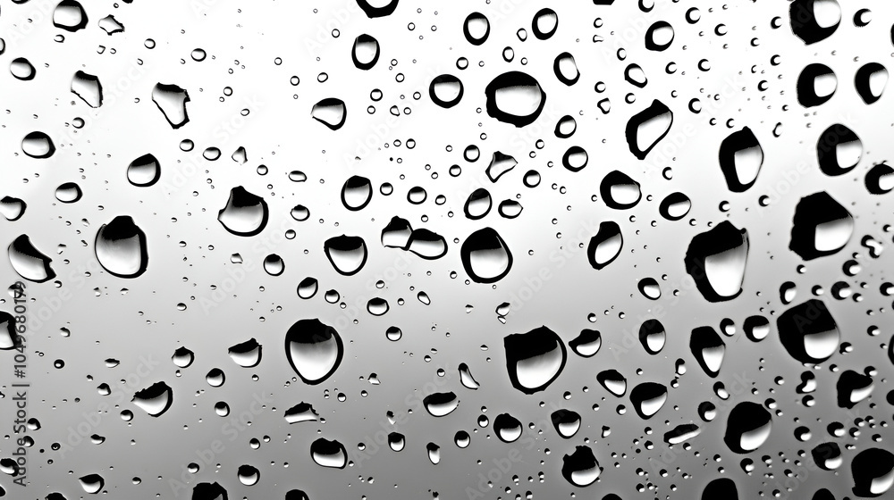 Water drops after the rain in a dark window Rain drops on the glass ...