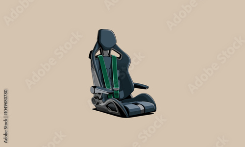 Racing seat with harness for safety and performance.