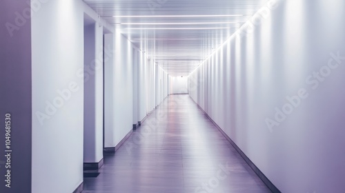 Minimalist and Serene Hallway with Symmetric Lighting