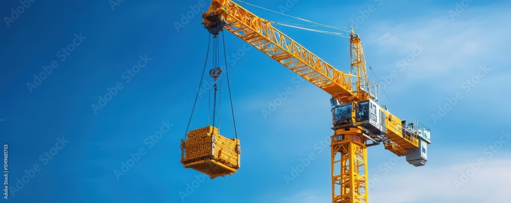 Construction crane lifting materials into the sky, symbolizing progress, growth, and the future of urban development. Construction crane lifting materials into the sky, symbolizing progress, growth, and the future of urban development.
