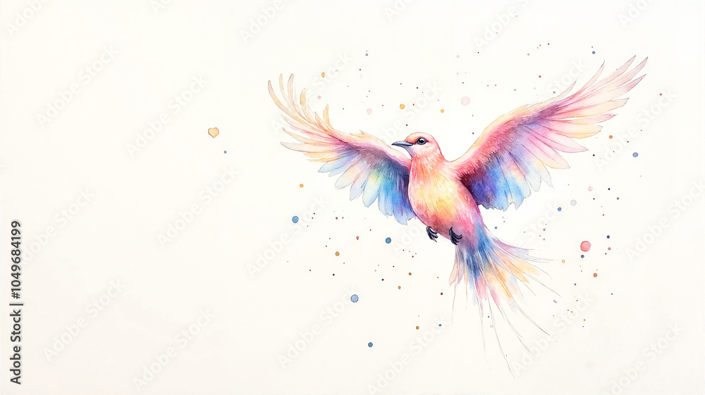 Obraz premium Colorful bird soaring in the sky, vibrant mood, pet activity with soft colors