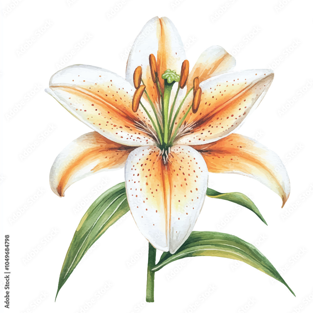 lily flower watercolor clipart illustration