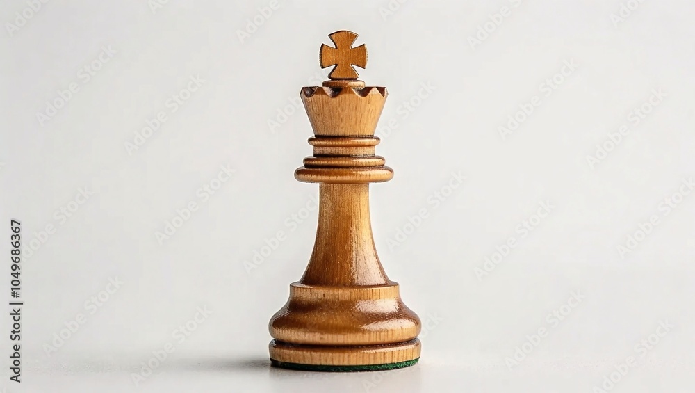 Single King Chess Piece Against a White Background, Representing Strategy, Power, and Leadership, Photographed in a Minimalistic Style for Strong Conceptual and Thematic Use Single King Chess Piece Against a White Background, Representing Strategy, Power, and Leadership, Photographed in a Minimalistic Style for Strong Conceptual and Thematic Use