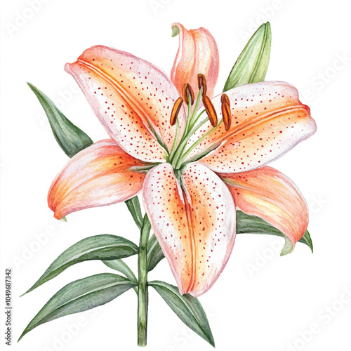 lily flower watercolor clipart illustration