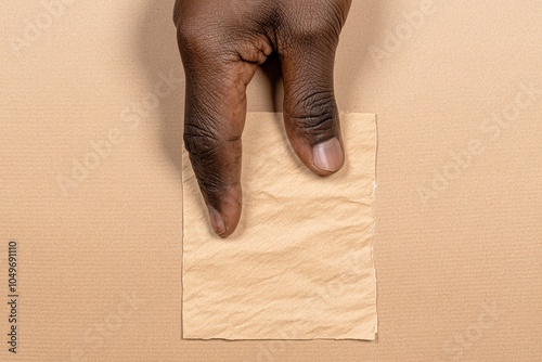 A close-up of a hand putting a ballot into a voting box. photo