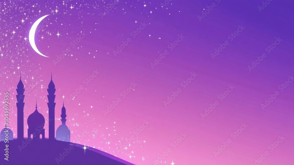 Naklejka premium Enchanting Arabian Night Sky with Crescent Moon and Sparkling Stars