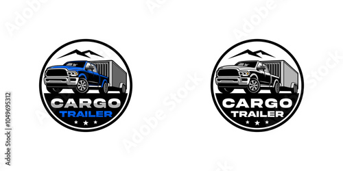 The Emblem logo features a powerful pickup truck towing a cargo trailer. Bold, uppercase text reads "CARGO TRAILER," with three stars below, conveying strength, reliability, and ruggedness.