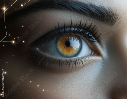 Closeup of a Woman s Eye with Golden Highlights photo