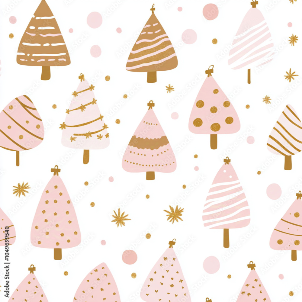 seamless pattern, Christmas, light pinkish, white, gold seamless pattern, Christmas, light pinkish, white, gold