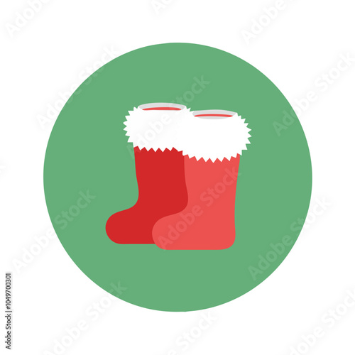  Red Winter Boots with White Fur Trim Icon