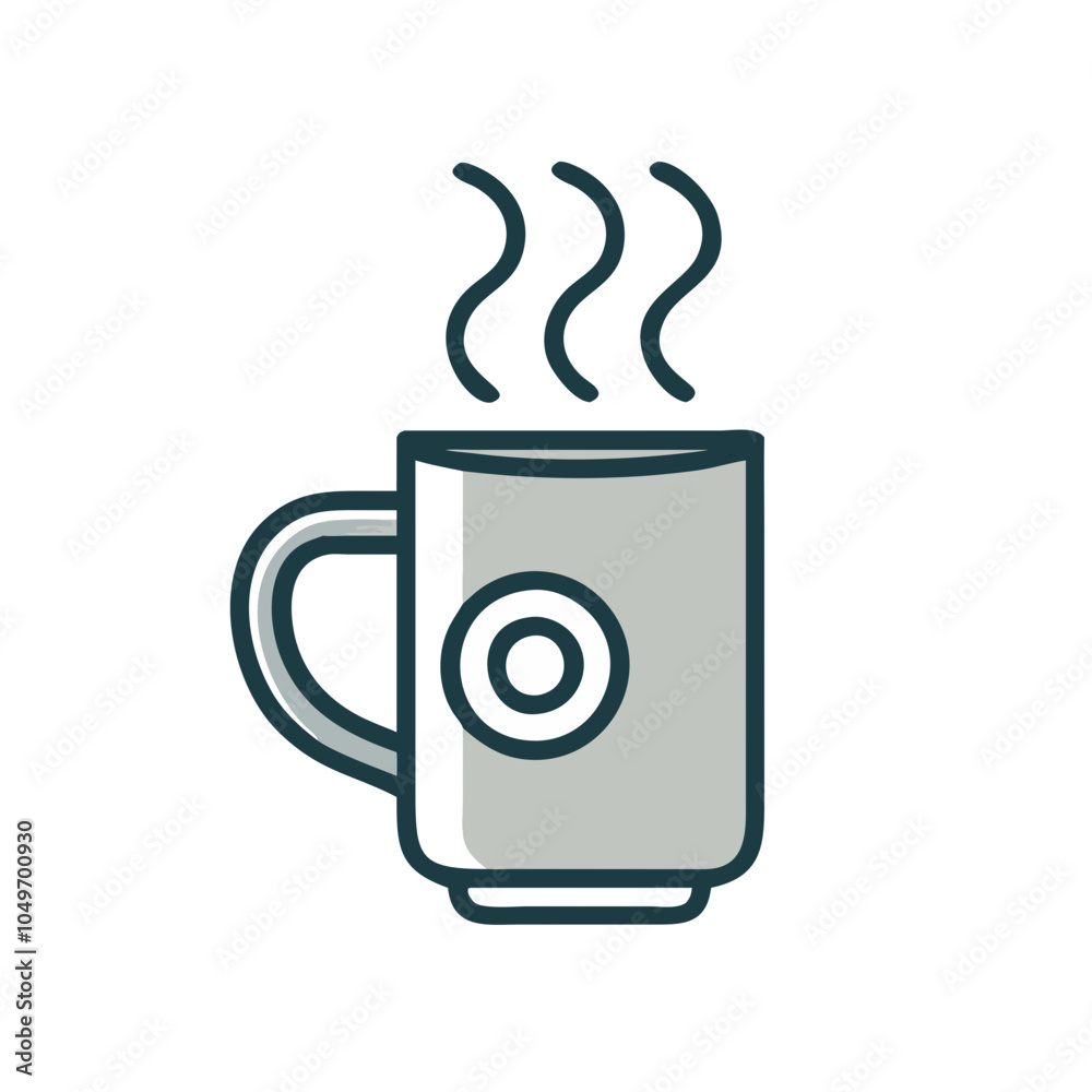 Steaming Coffee Mug Icon in Minimalist Style Steaming Coffee Mug Icon in Minimalist Style