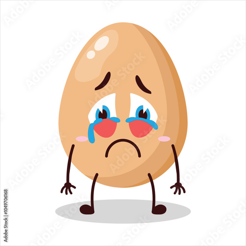 cute cry expression of chicken egg character