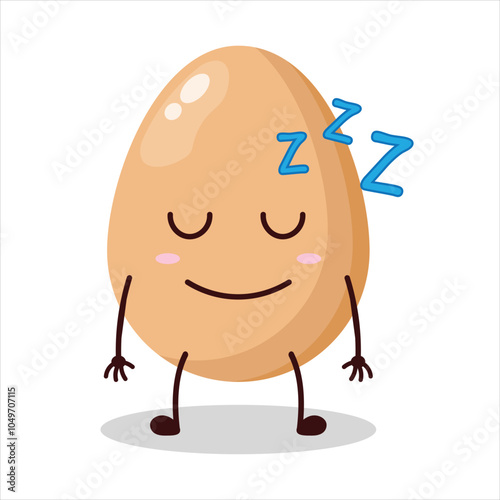 cute sleep expression of chicken egg character