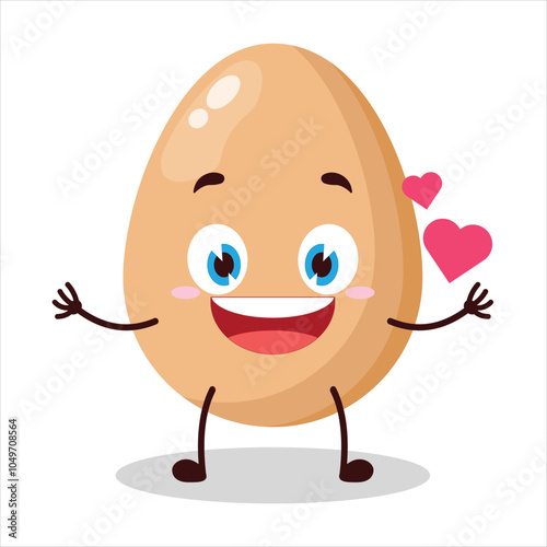 cute fall in love expression of chicken egg character