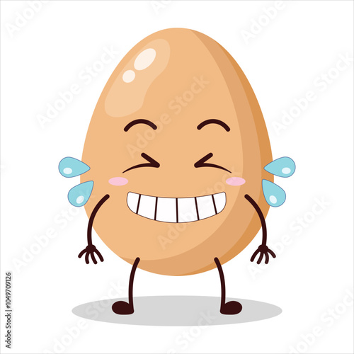 cute pleased expression of chicken egg character