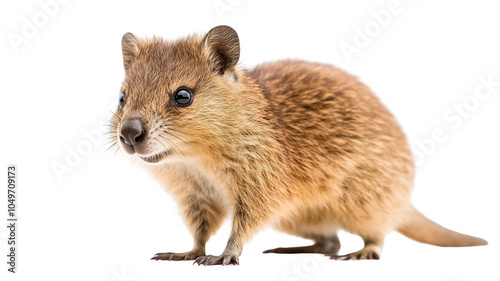 Cute small animal with fluffy fur isolated on transparent background..