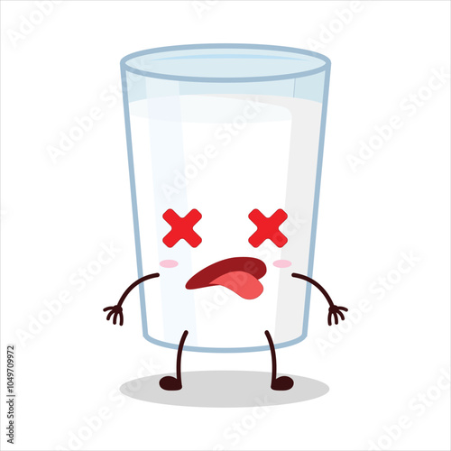 cute fainted expression of milk character