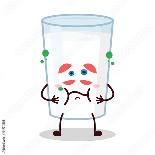 cute sick expression of milk character
