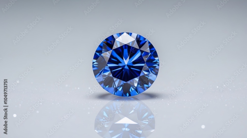 Brilliant Blue Diamond Face Isolated on Clean White Surface Brilliant Blue Diamond Face Isolated on Clean White Surface