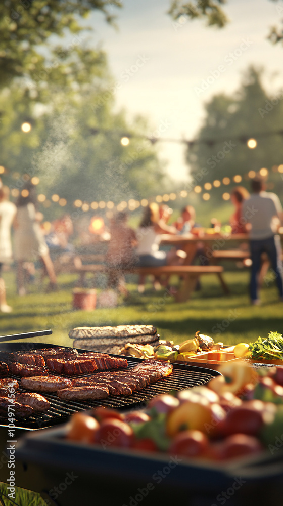 Group of friends having party outdoors. Focus on barbecue grill with food. Space for text
Food, people and family time concept, barbecue grill at summer garden party Group of friends having party outdoors. Focus on barbecue grill with food. Space for text
Food, people and family time concept, barbecue grill at summer garden party