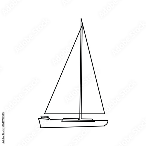 Continuous single art of sailboat. Sea ship sailing boat clipart elegance minimalist artwork