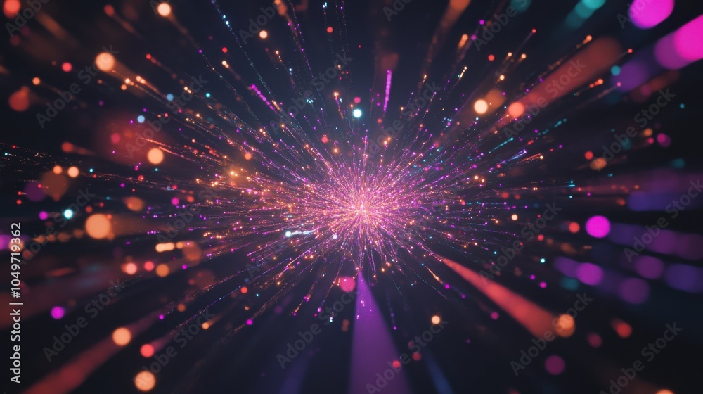 Fototapeta premium Colorful Illustration of Fireworks Explosion Effect