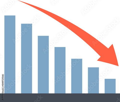 Financial decline chart, illustrating negative economic trends and downturns.